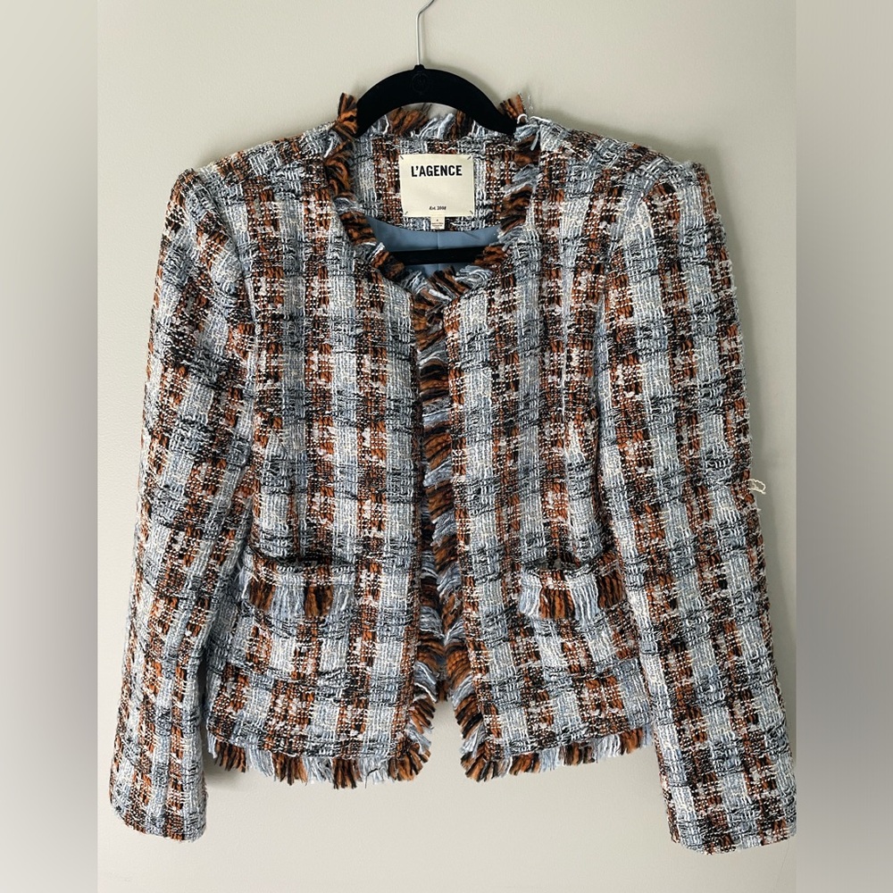 L’Agence Angelina Tweed Blazer Jacket